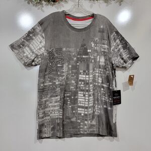 Mens Large Big City Lights Palms Pullover Tshirt Urban Streetwear Maimi New York